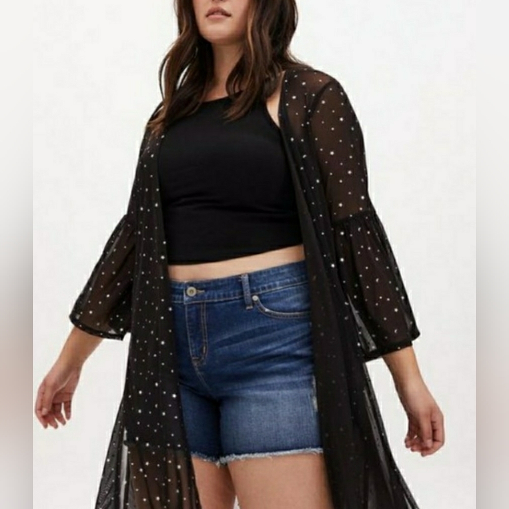 Torrid Mesh Sparkle Glitter Bell Sleeve Cover Up